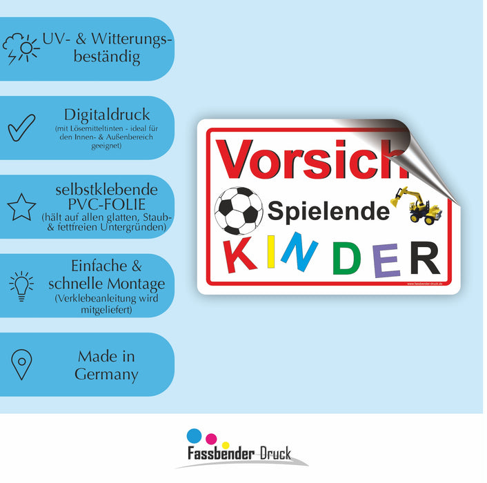 D-001 - VORSICHT! Spielende Kinder - SCHILD