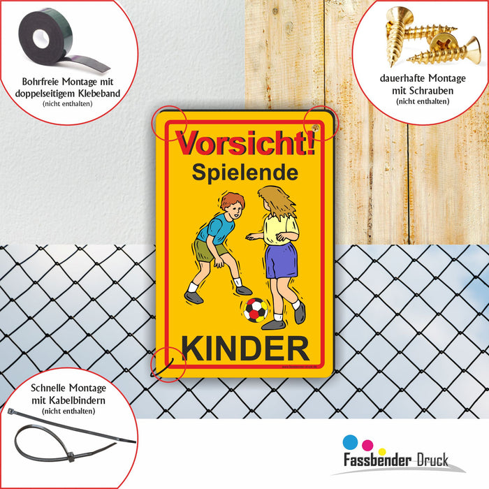 D-002 - VORSICHT! Spielende Kinder - SCHILD