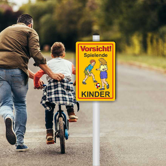 D-002 - VORSICHT! Spielende Kinder - SCHILD