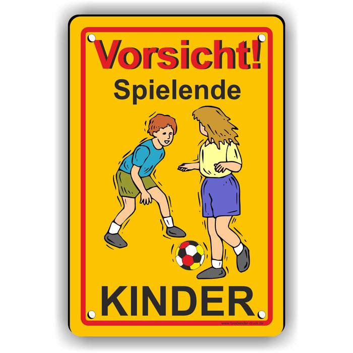 D-002 - VORSICHT! Spielende Kinder - SCHILD
