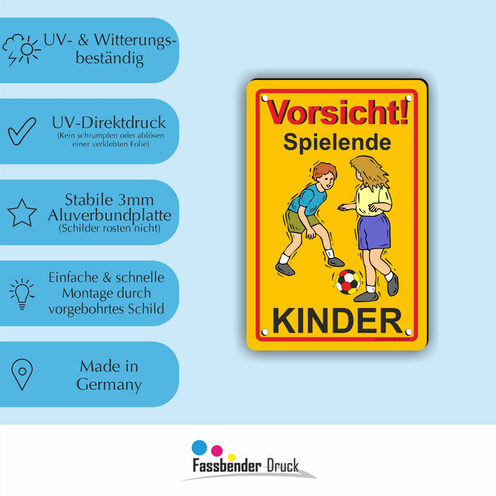 D-002 - VORSICHT! Spielende Kinder - SCHILD