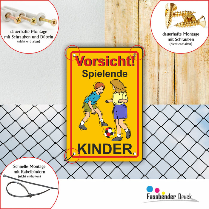 D-002 - VORSICHT! Spielende Kinder - SCHILD