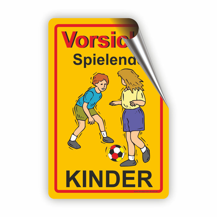 D-002 - VORSICHT! Spielende Kinder - SCHILD