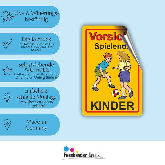D-002 - VORSICHT! Spielende Kinder - SCHILD