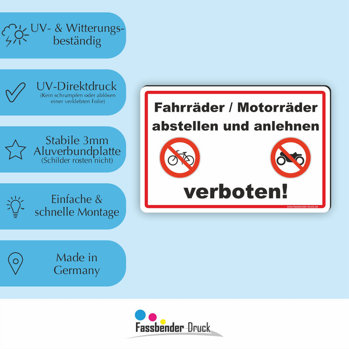 Fahrräder / Motorräder abstellen und anlehen verboten