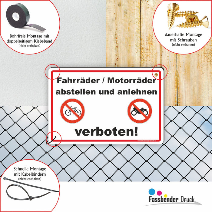 Fahrräder / Motorräder abstellen und anlehen verboten