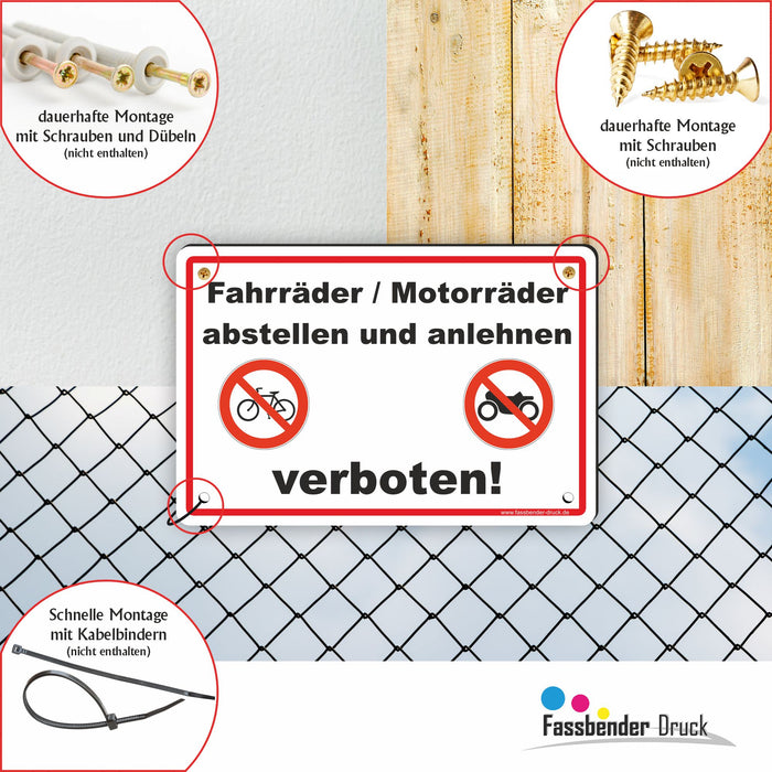 Fahrräder / Motorräder abstellen und anlehen verboten