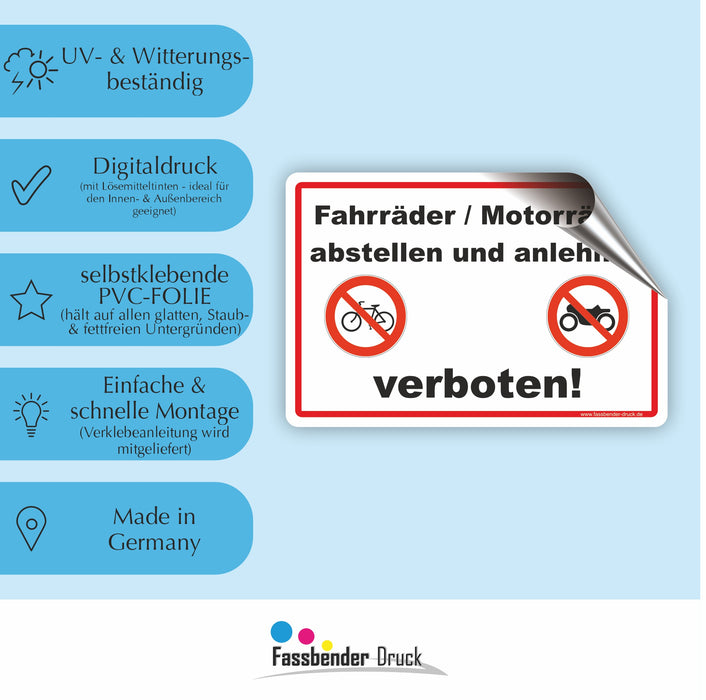 Fahrräder / Motorräder abstellen und anlehen verboten