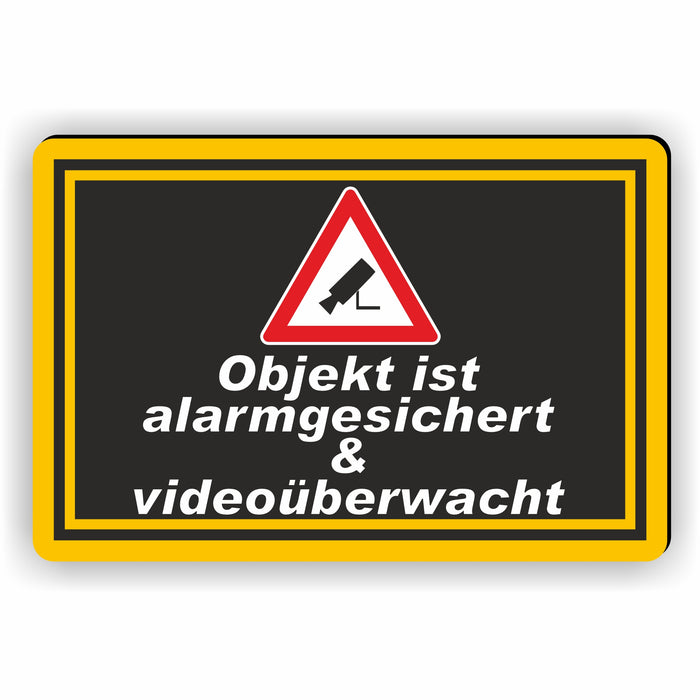SchildObjekt alarmgesichert und videoüberwacht Hinweisschild 300x200 mm Querformat, stabile Aluminiumverbundplatte 3mm stark SchildObjekt alarmgesichert und videoüberwacht Hinweisschild 300x200 mm Querformat, stabile Aluminiumverbundplatte 3mm stark