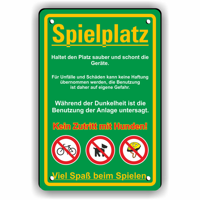 D-038 - SPIELPLATZ - Haltet den Platz und die Geräte Sauber - keine Hunde - SCHILD