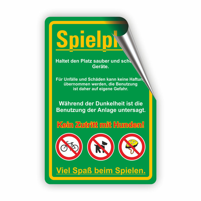 D-038 - SPIELPLATZ - Haltet den Platz und die Geräte Sauber - keine Hunde - SCHILD