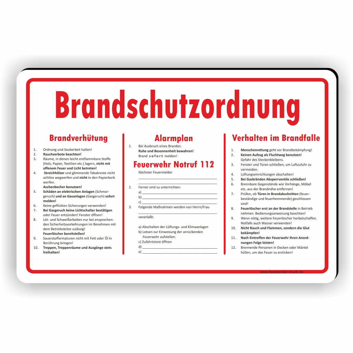 Notfall- Und Alarmplan Aushang – Selbstklebend, 30 X 42 Cm, Nach ASR A1.3