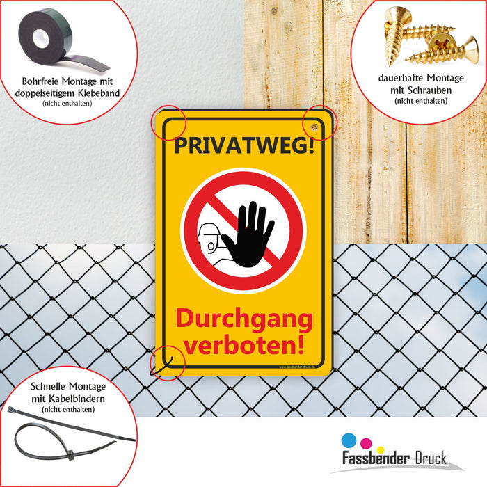 Privatweg! Durchgang verboten - Betreten verboten