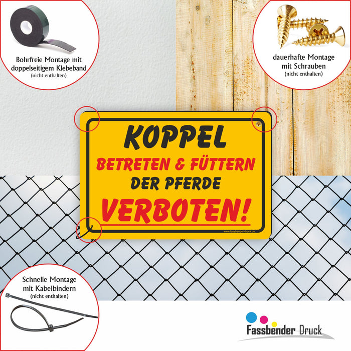 Koppel Betreten und Füttern der Pferde verboten!