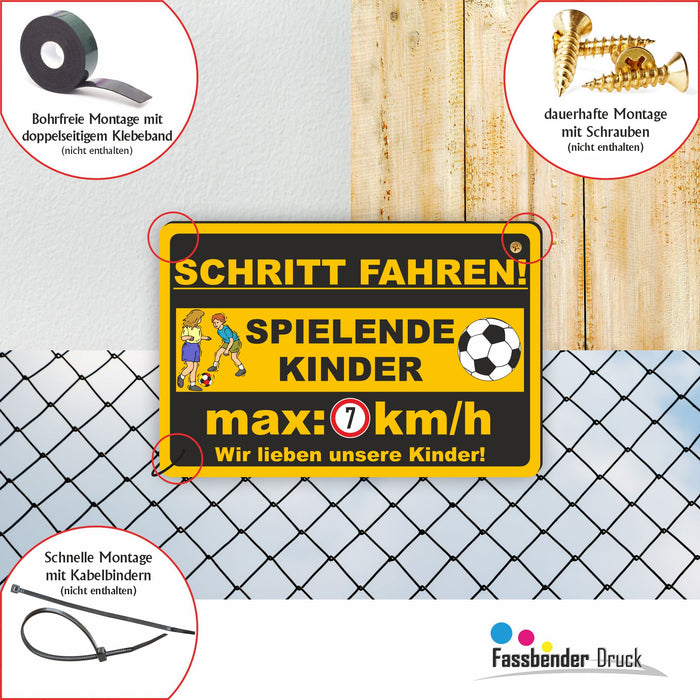 D-061 - SCHRITTTEMPO FAHREN - spielende Kinder - 7km/h - SCHILD