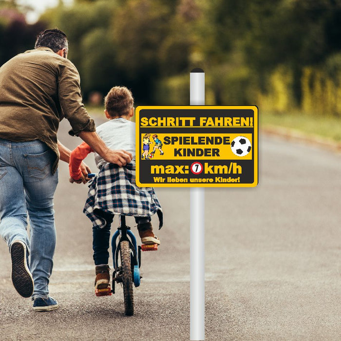 D-061 - SCHRITTTEMPO FAHREN - spielende Kinder - 7km/h - SCHILD