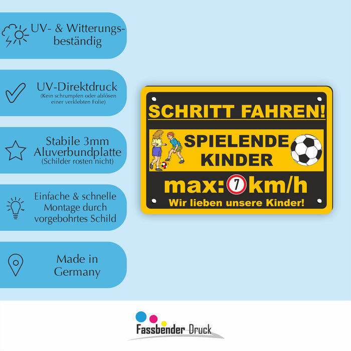 D-061 - SCHRITTTEMPO FAHREN - spielende Kinder - 7km/h - SCHILD