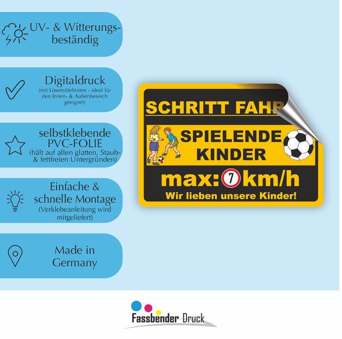 D-061 - SCHRITTTEMPO FAHREN - spielende Kinder - 7km/h - SCHILD