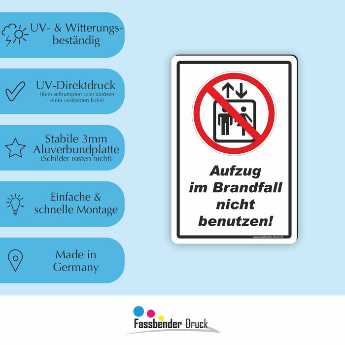 Aufzug im Brandfall nicht benutzen! Brandschutz - Notfallplan