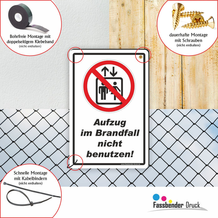 Aufzug im Brandfall nicht benutzen! Brandschutz - Notfallplan