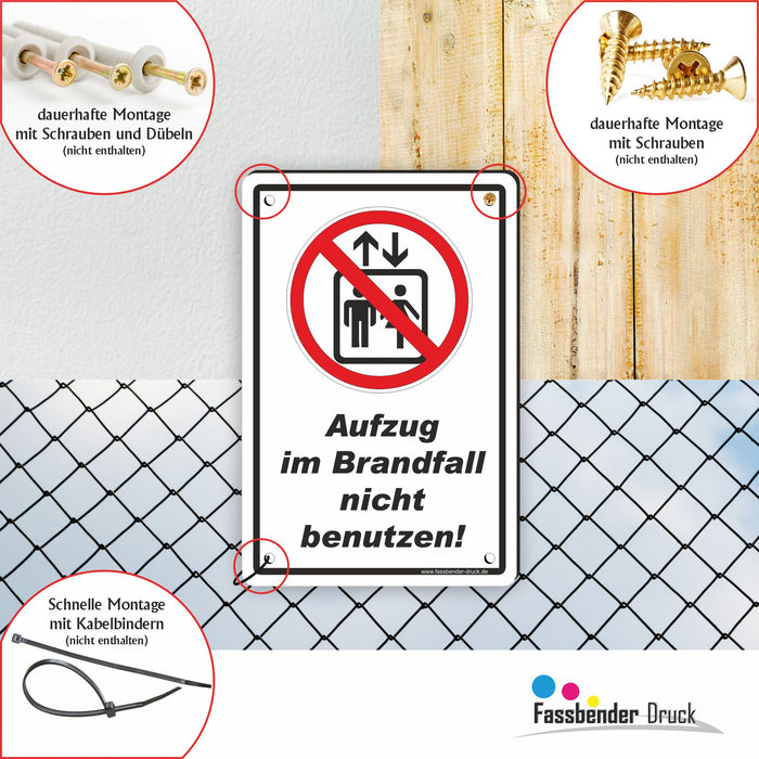 Aufzug im Brandfall nicht benutzen! Brandschutz - Notfallplan