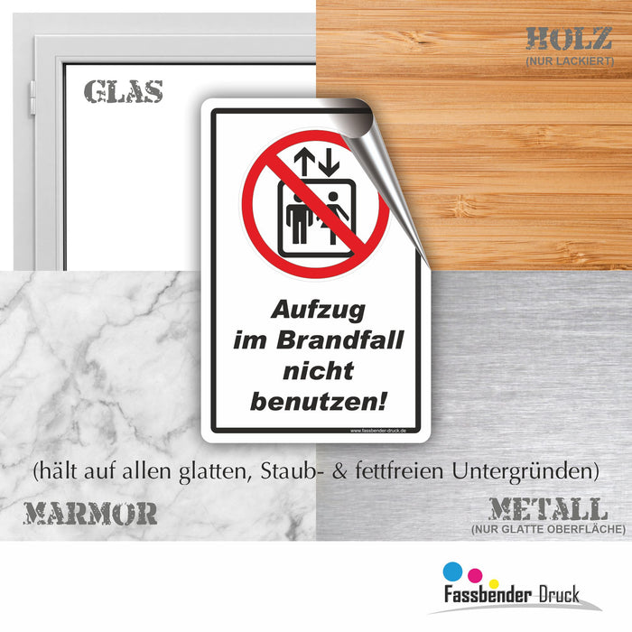 Aufzug im Brandfall nicht benutzen! Brandschutz - Notfallplan