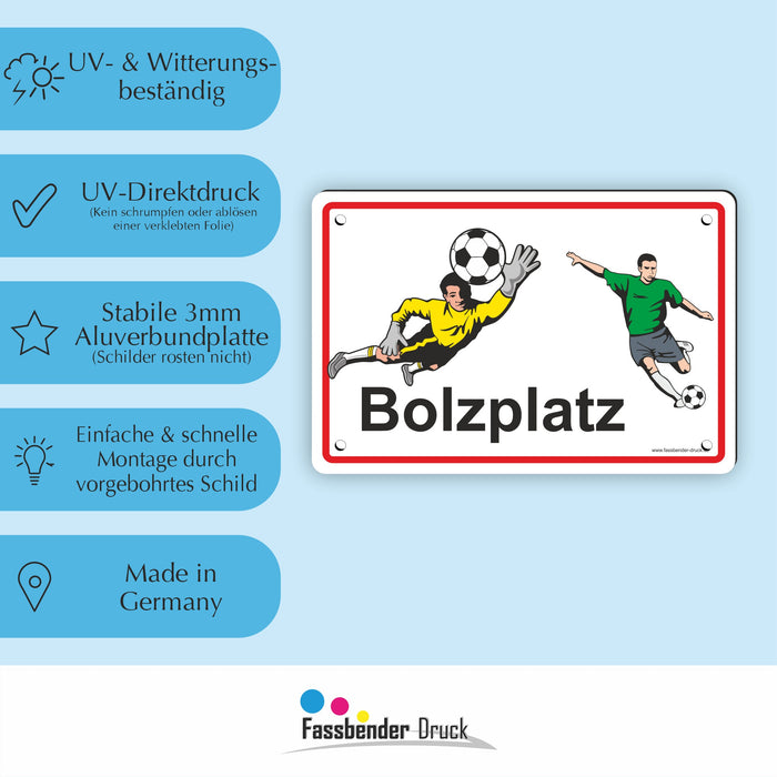 D-088 - Bolzplatz Schild - Fussballplatz für Kinder