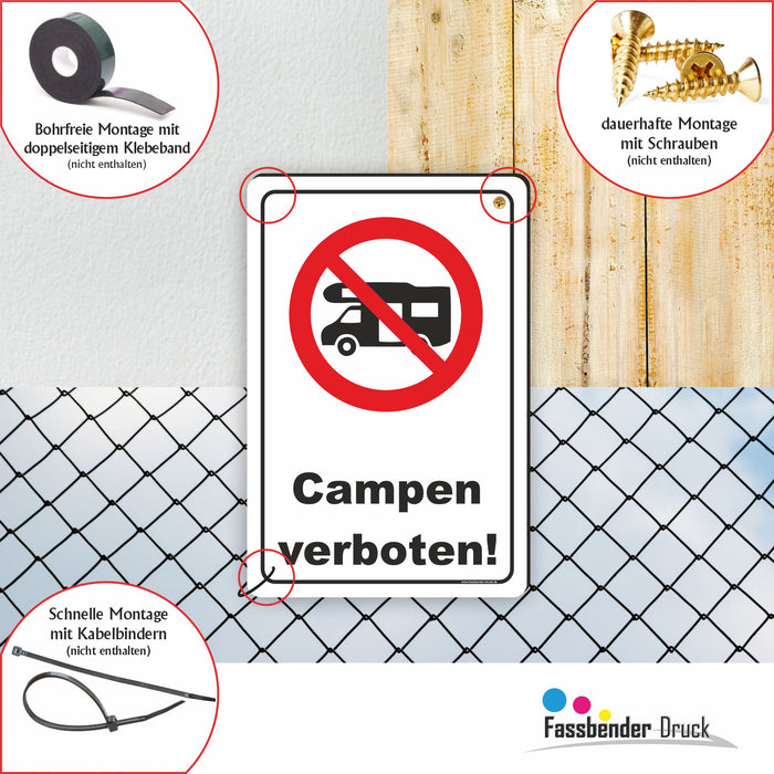 schild zelten verboten Campen verboten Schild