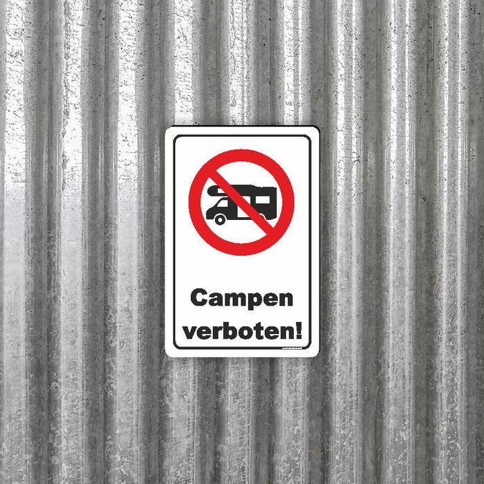 zelten verboten Campen verboten Schild