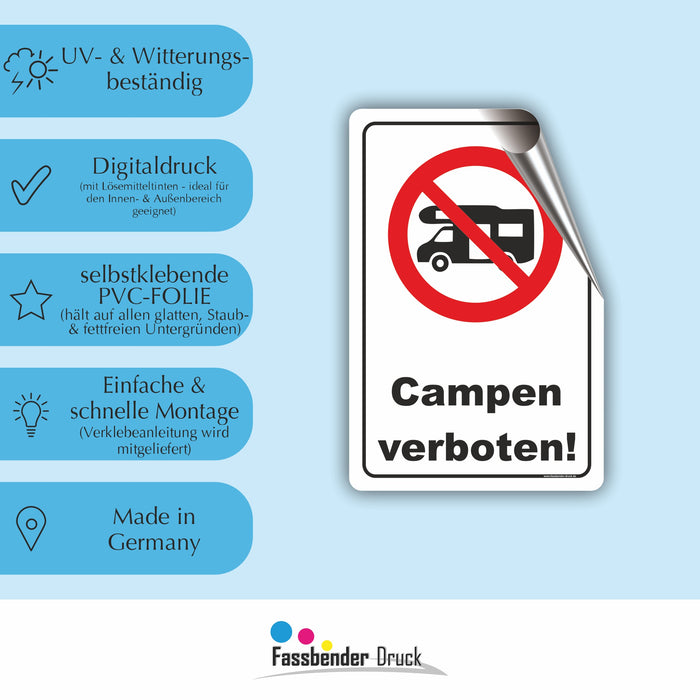 zelten verboten schild Campen verboten Schild