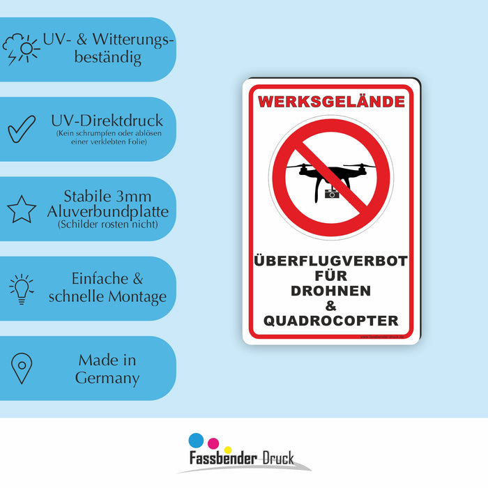 WERKSGELÄNDE! Überflug von Drohen & Qaudrocopter verboten