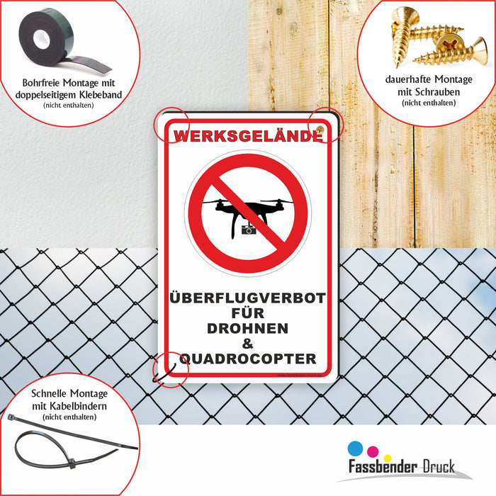 WERKSGELÄNDE! Überflug von Drohen & Qaudrocopter verboten