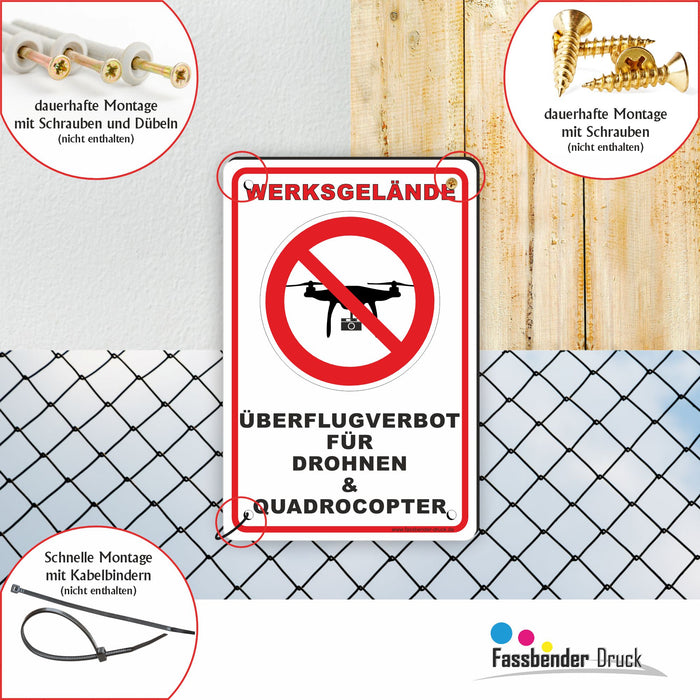 WERKSGELÄNDE! Überflug von Drohen & Qaudrocopter verboten