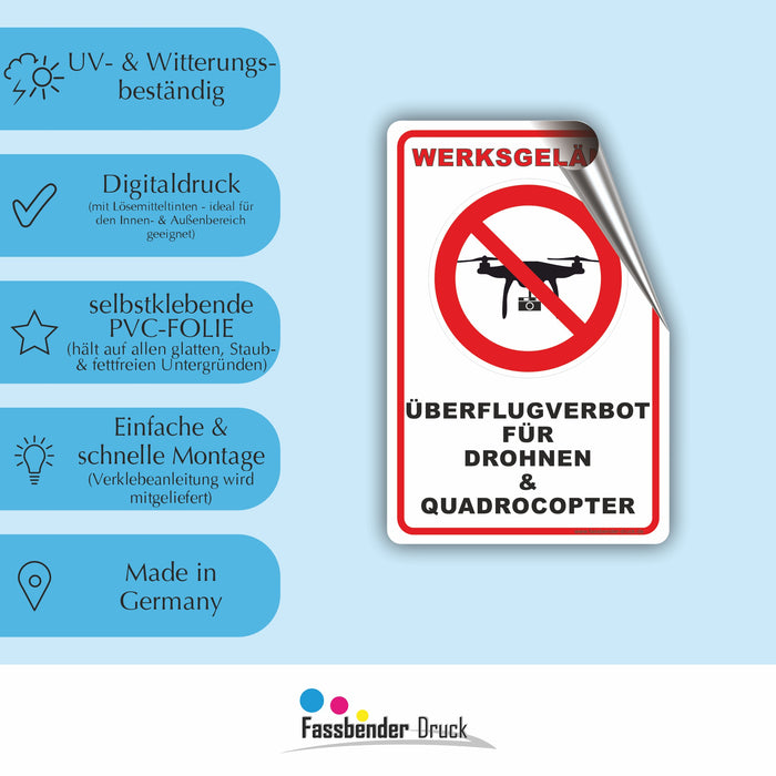 WERKSGELÄNDE! Überflug von Drohen & Qaudrocopter verboten
