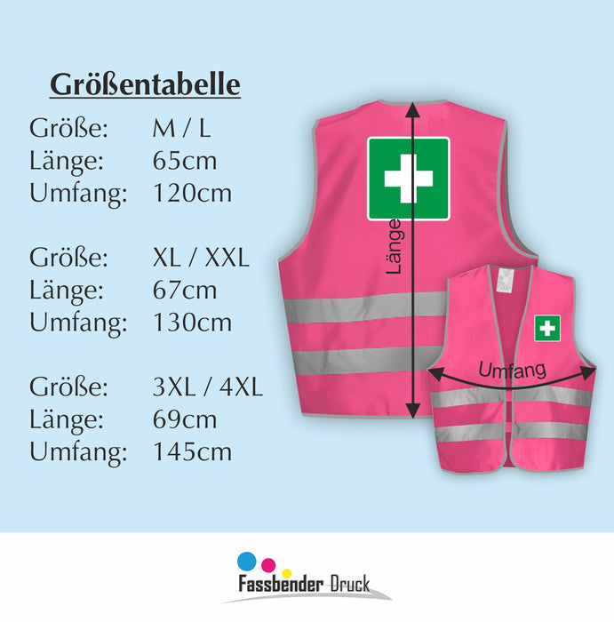 ERSTE HILFE Warnweste | Signalweste | Sicherheitsweste nach ISO 20471 | 6 Farben + 3 Größen