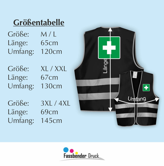 ERSTE HILFE Warnweste | Signalweste | Sicherheitsweste nach ISO 20471 | 6 Farben + 3 Größen
