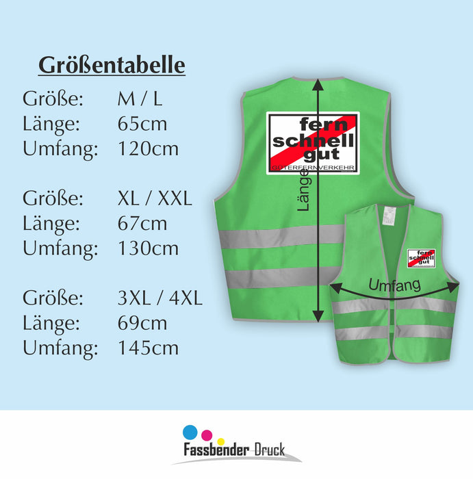 FERNSCHNELLGUT Warnweste | Signalweste | Sicherheitsweste n. DIN ISO 20471