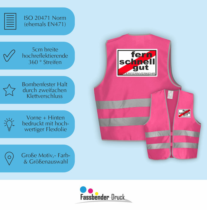 FERNSCHNELLGUT Warnweste | Signalweste | Sicherheitsweste n. DIN ISO 20471