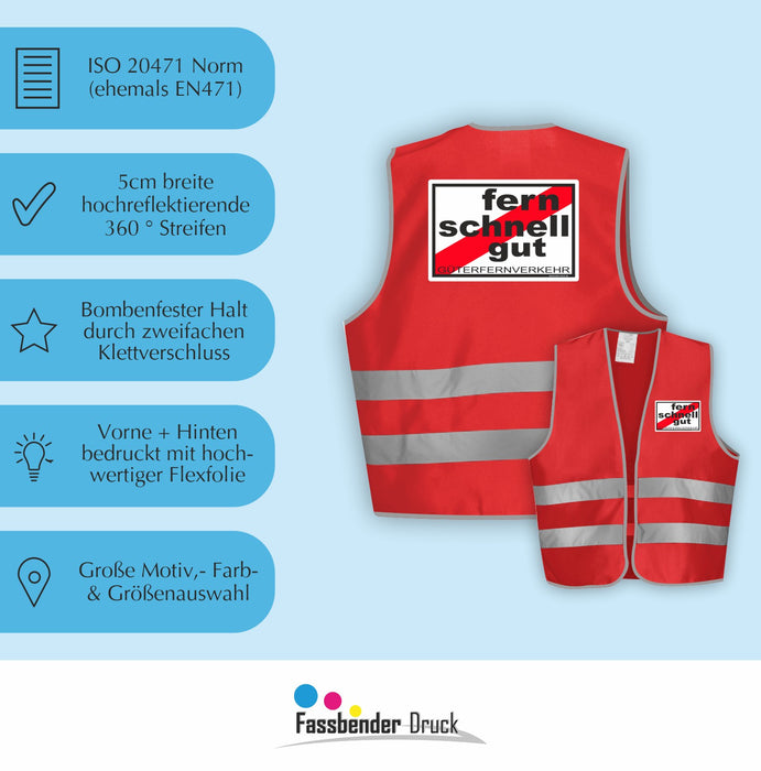 FERNSCHNELLGUT Warnweste | Signalweste | Sicherheitsweste n. DIN ISO 20471