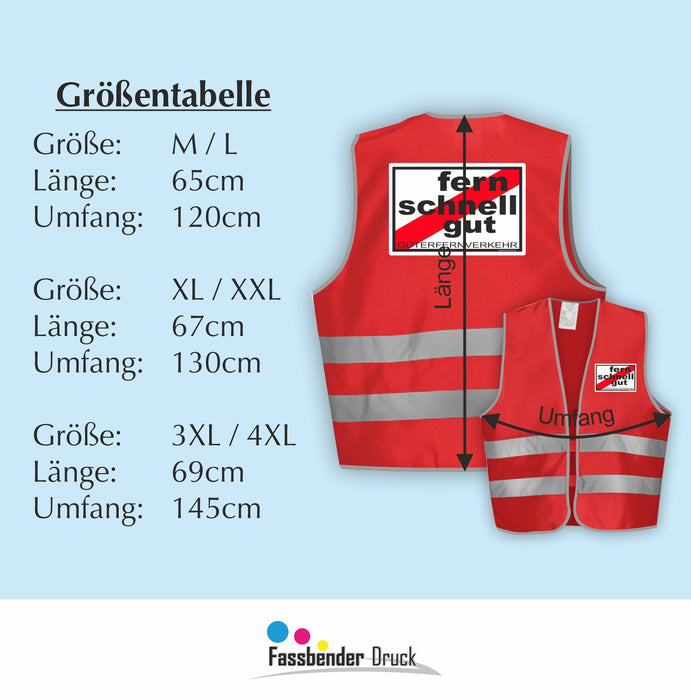 FERNSCHNELLGUT Warnweste | Signalweste | Sicherheitsweste n. DIN ISO 20471