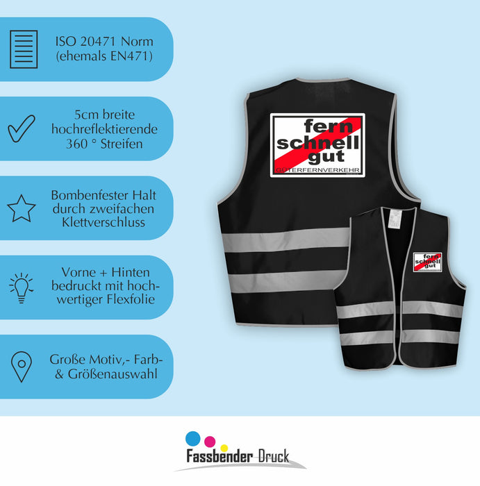 FERNSCHNELLGUT Warnweste | Signalweste | Sicherheitsweste n. DIN ISO 20471