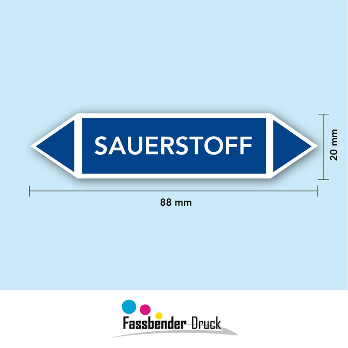 Rohrleitungskennzeichen SAUERSTOFF nach DIN EN 2403:2014-06 und TRGS 201- mit 2 spitzen zum selber ausrichten