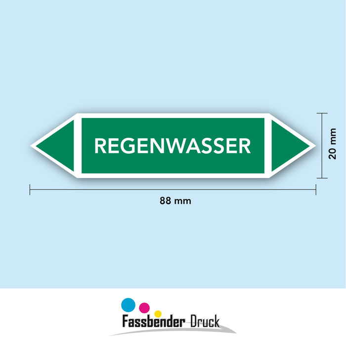 Rohrleitungskennzeichen REGENWASSER nach DIN EN 2403:2014-06 und TRGS 201- mit 2 spitzen zum selber ausrichten