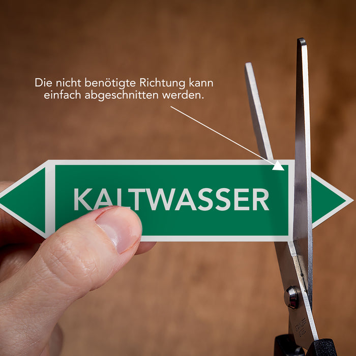 Rohrleitungskennzeichen KALTWASSER nach DIN EN 2403:2014-06 und TRGS 201- mit 2 spitzen zum selber ausrichten