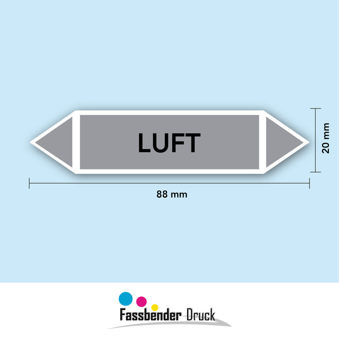 Rohrleitungskennzeichen LUFT nach DIN EN 2403:2014-06 und TRGS 201- mit 2 spitzen zum selber ausrichten