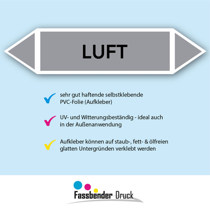 Rohrleitungskennzeichen LUFT nach DIN EN 2403:2014-06 und TRGS 201- mit 2 spitzen zum selber ausrichten