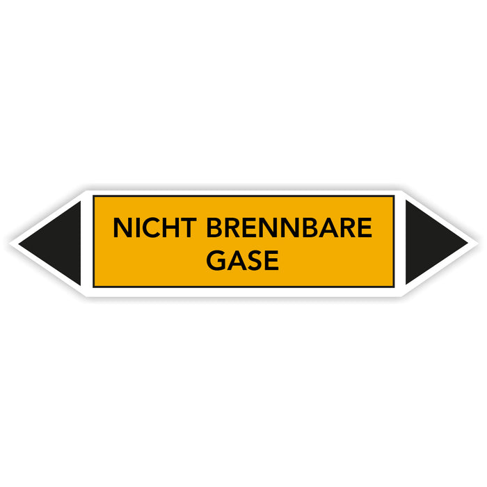 Rohrleitungskennzeichen NICHT BRENNBARE GASE nach DIN EN 2403:2014-06 und TRGS 201- mit 2 spitzen zum selber ausrichten