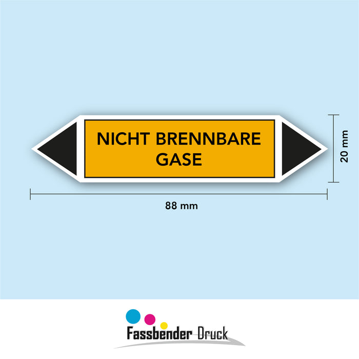 Rohrleitungskennzeichen NICHT BRENNBARE GASE nach DIN EN 2403:2014-06 und TRGS 201- mit 2 spitzen zum selber ausrichten