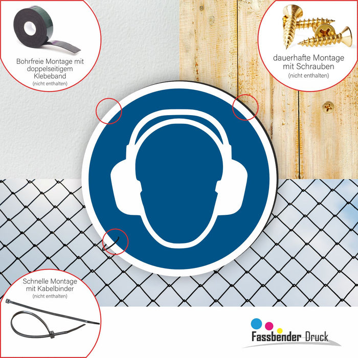 Gebotszeichen Gehörschutz tragen RUND (M003) nach DIN EN ISO 7010