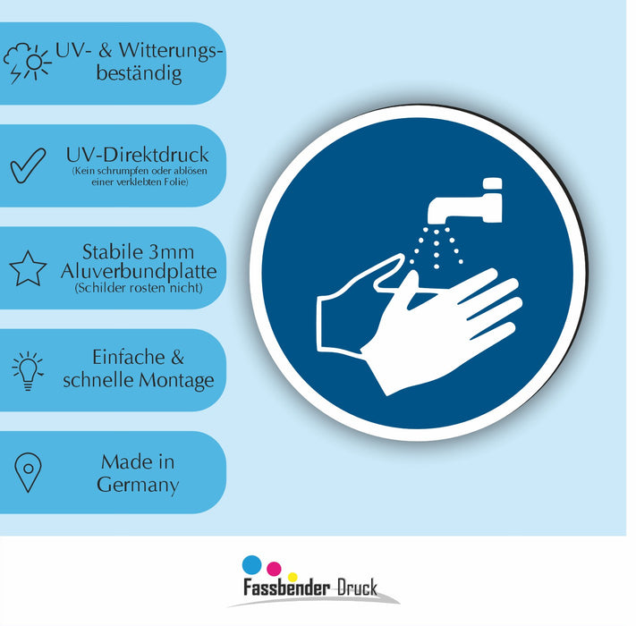 Gebotszeichen Hände waschen RUND (M011) nach DIN EN ISO 7010